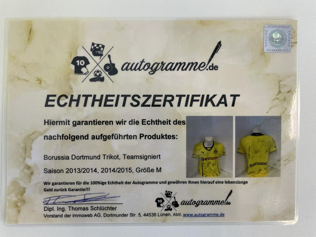 BVB Trikot 2013/2014 team signed Borussia Dortmund Coa Puma M
