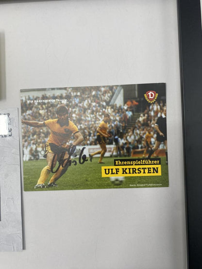 Kapitänsbinde Ulf Kirsten signiert im Rahmen Dynamo Dresden COA Fußball
