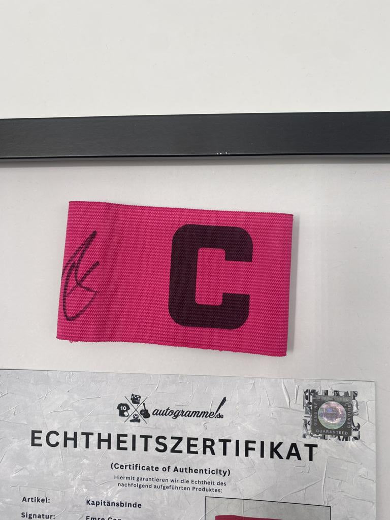 Captain's armband signed by Emre Can in a Borussia Dortmund COA frame
