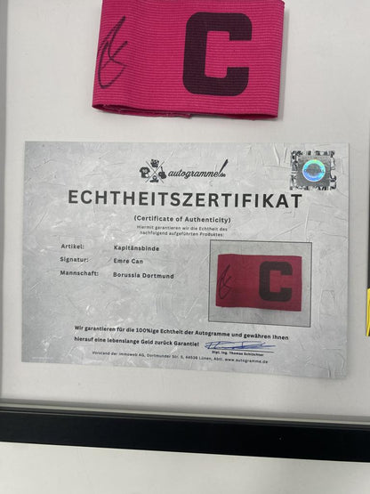 Captain's armband signed by Emre Can in a Borussia Dortmund COA frame