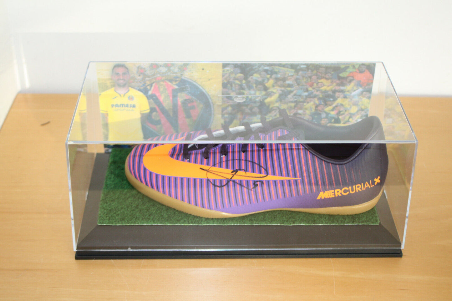 Fußballschuh Paco Alcacer signiert Villareal Spanien La Liga Fußball Nike Neu
