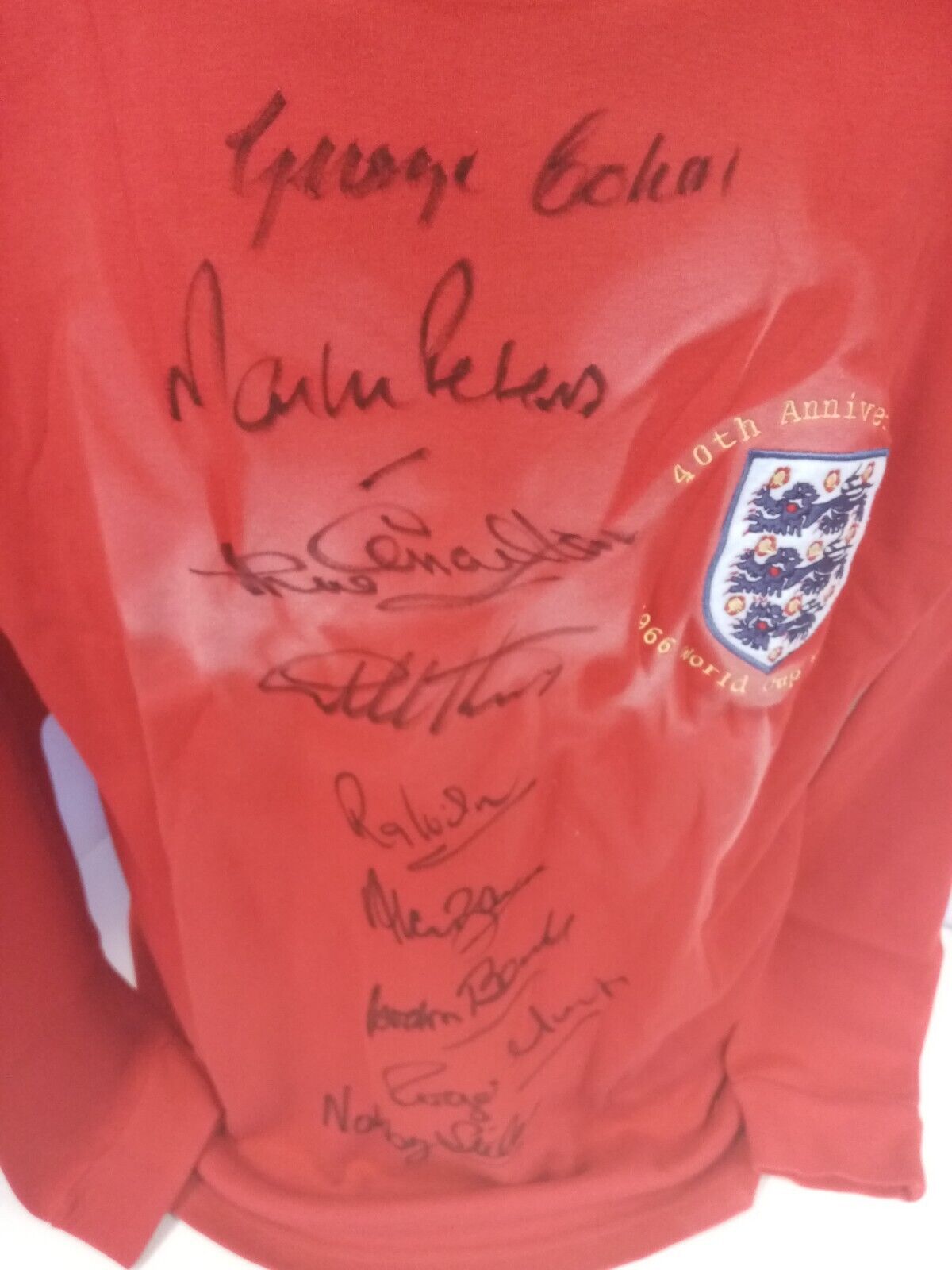 England Replika Trikot WM 1966 9x signiert Autogramm Fußball COA Wembley L / XL