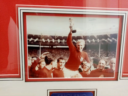England Repro Trigot WM 1966 + frame team signed autograph Hurst Charlton Coa