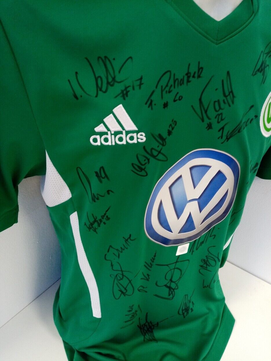VFL Wolfsburg Trikot 2012/2013 Teamsigniert Wölfe Autogramm Adidas Bundesliga M