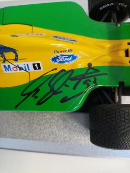 Automodell Michael Schumacher signiert in Vitrine + Licht Benetton Ford Formel 1