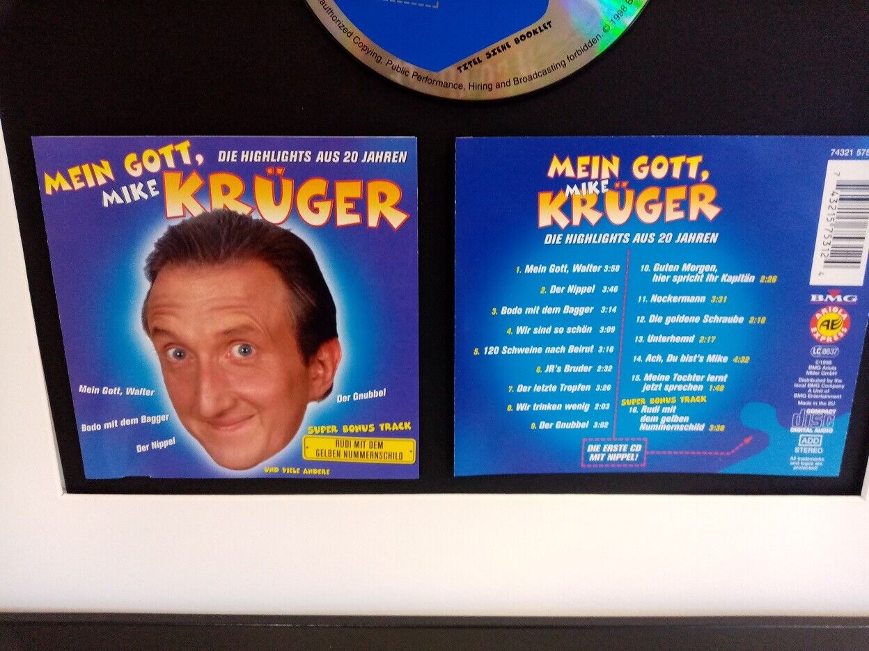CD / Rohling Mike Krüger signiert mit Album im Rahmen Autogramm Musik Neu Charts