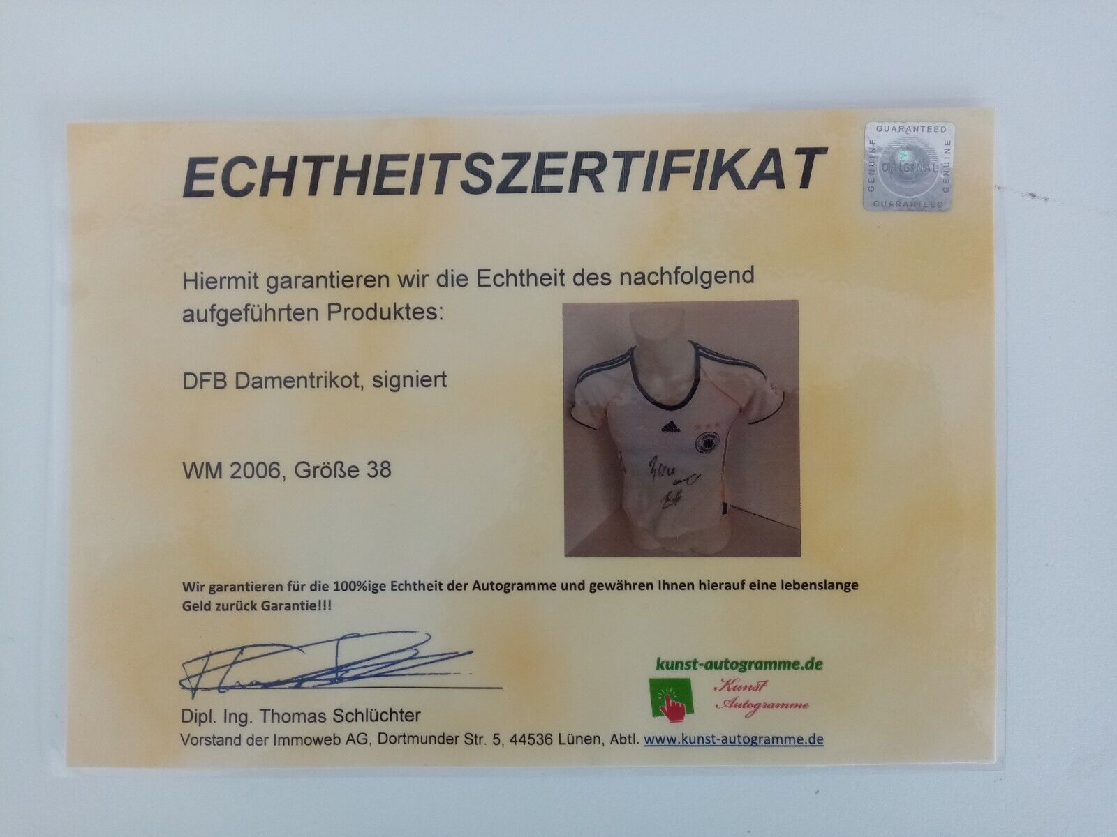 Germany jersey signed DFB World Cup 2006 autograph adidas women football size 38
