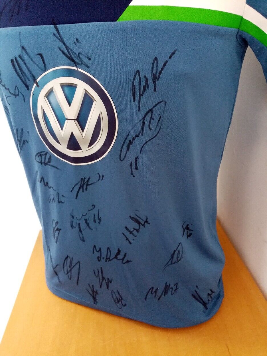 VFL Wolfsburg Shirt 15/16 Teamsigniert Bundesliga Autogramm Fußball Kappa 164