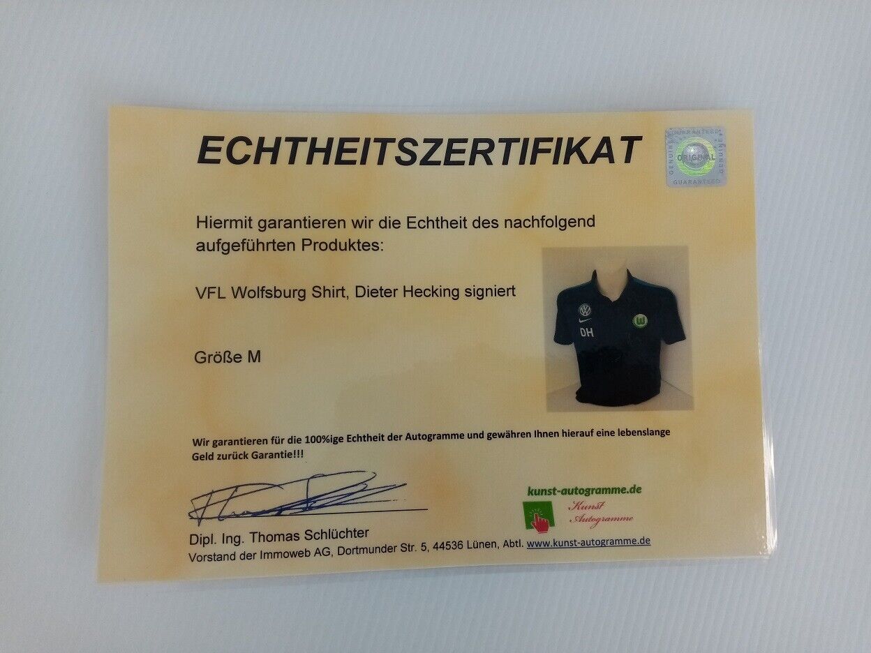 VFL Wolfsburg Shirt Hecking signiert Autogramme Fußball Nike Unterschrift Neu M