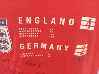 England Shirt WM 1966 Geoff Hurst + Kenneth Wolstenholme signiert Wembley COA L