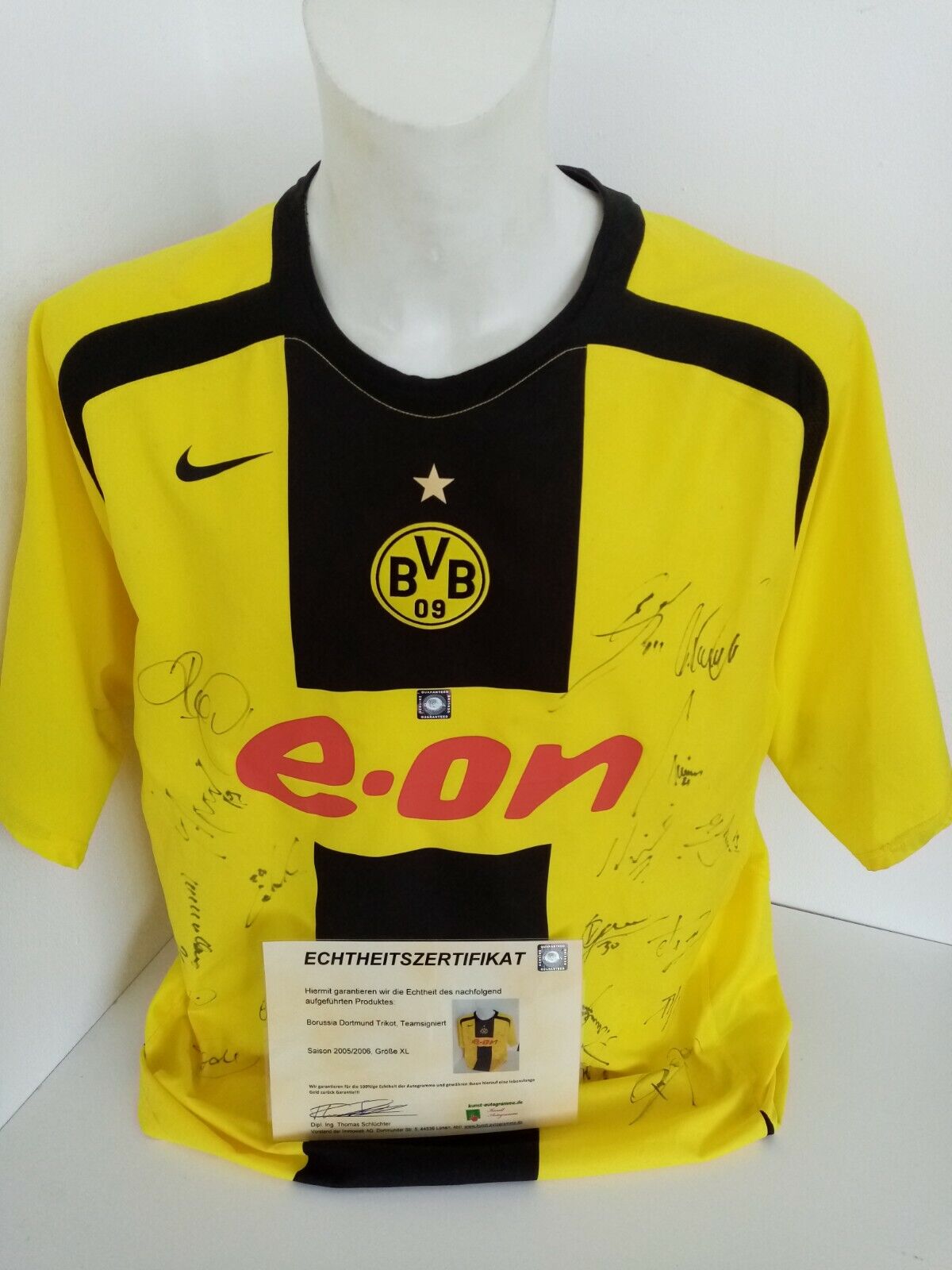 BVB Trikot 05/06 Teamsigniert Borussia Dortmund, Autogramm Unterschrift Nike XL