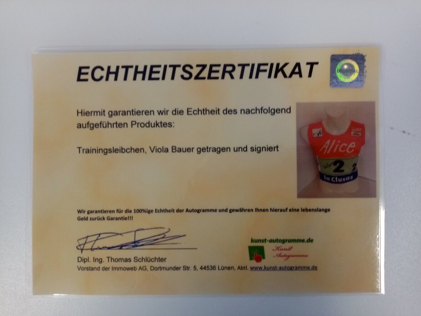 Trainingsleibchen Viola Bauer getragen und signiert Autogramm Skilanglauf Trikot