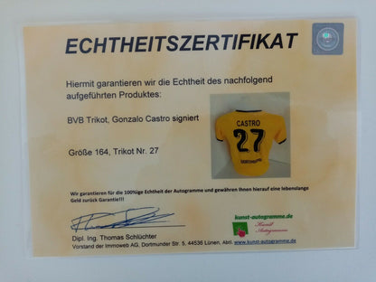 Borussia Dortmund Trikot Gonzalo Castro signiert BVB Autogramm Fußball Puma 164