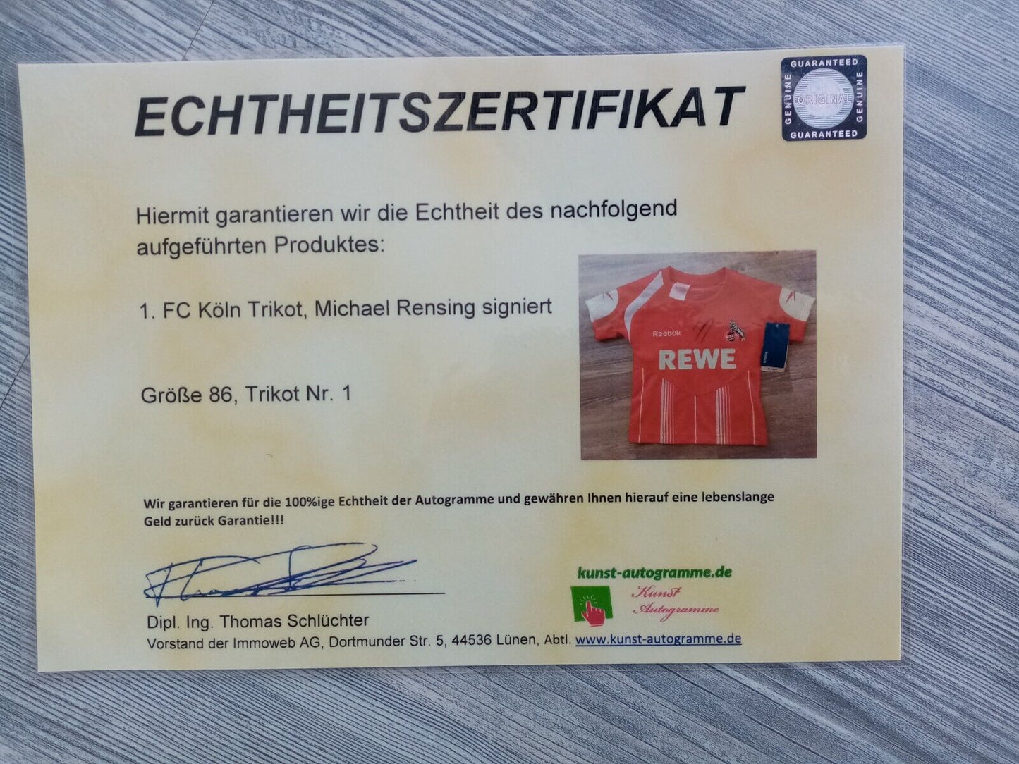 1. FC Köln Trikot Rensing signiert Autogramm Bundesliga Fußball Neu Reebok 86