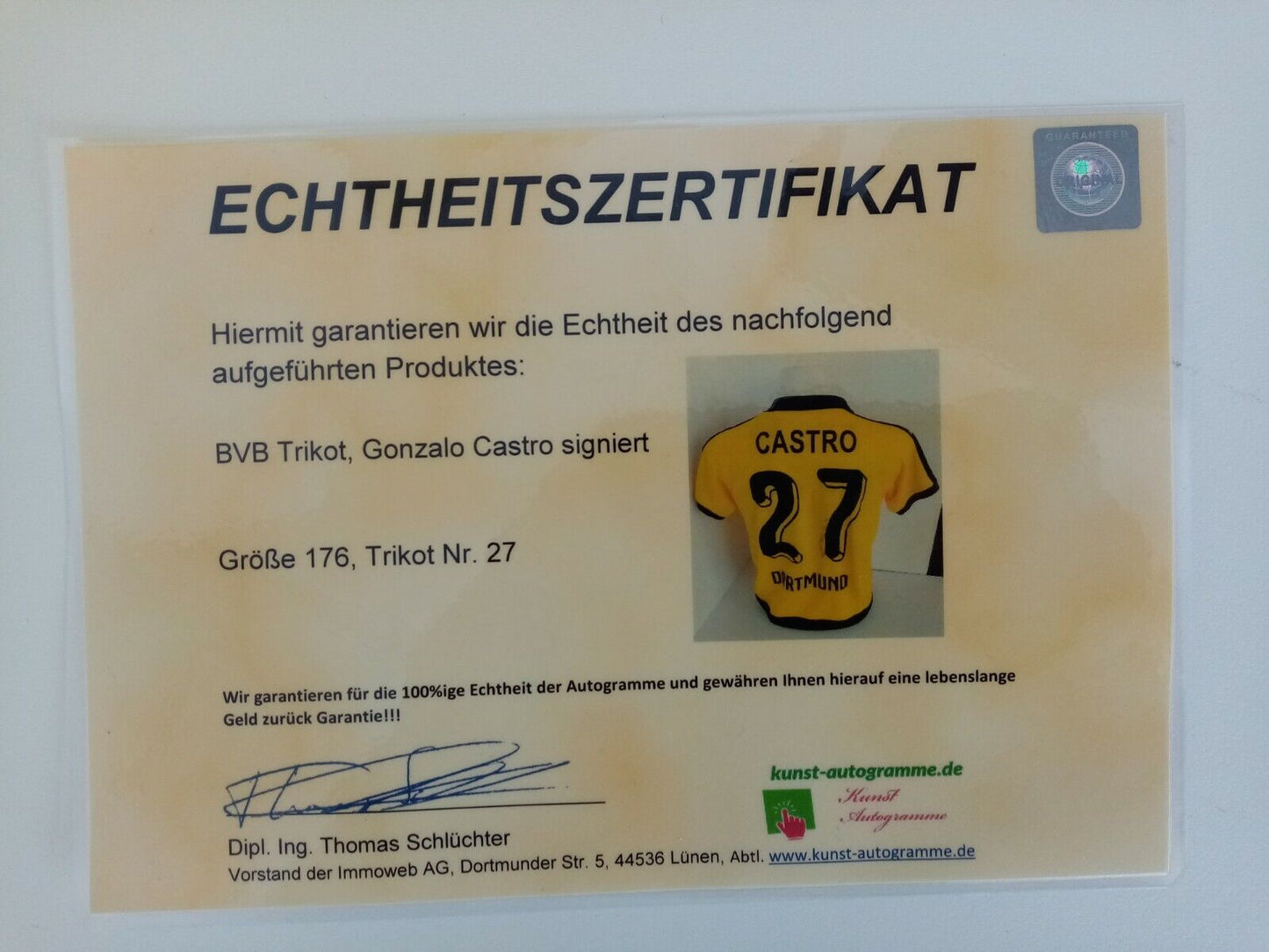 Borussia Dortmund Trikot Gonzalo Castro signiert BVB Fußball Autogramm Puma 176