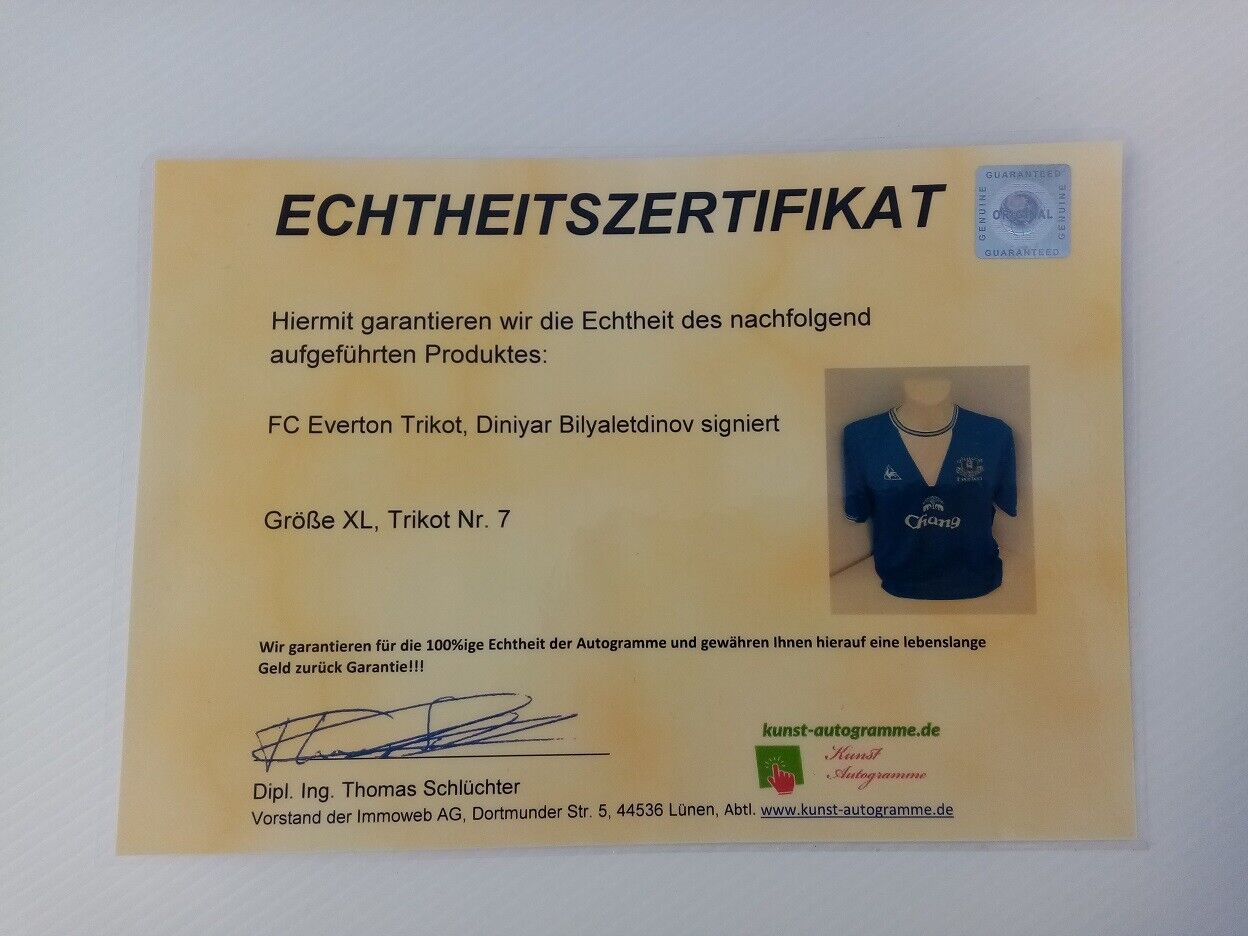 FC Everton Trikot Bilyaletdonov signiert Autogramm Fußball England Neu COA XL