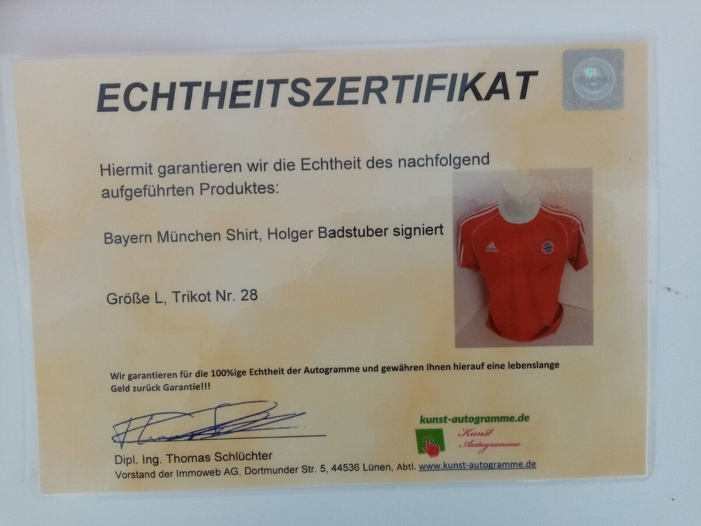 Bayern München Poloshirt, persönlich signiert von Spielern der Mannschaft 2003/2004