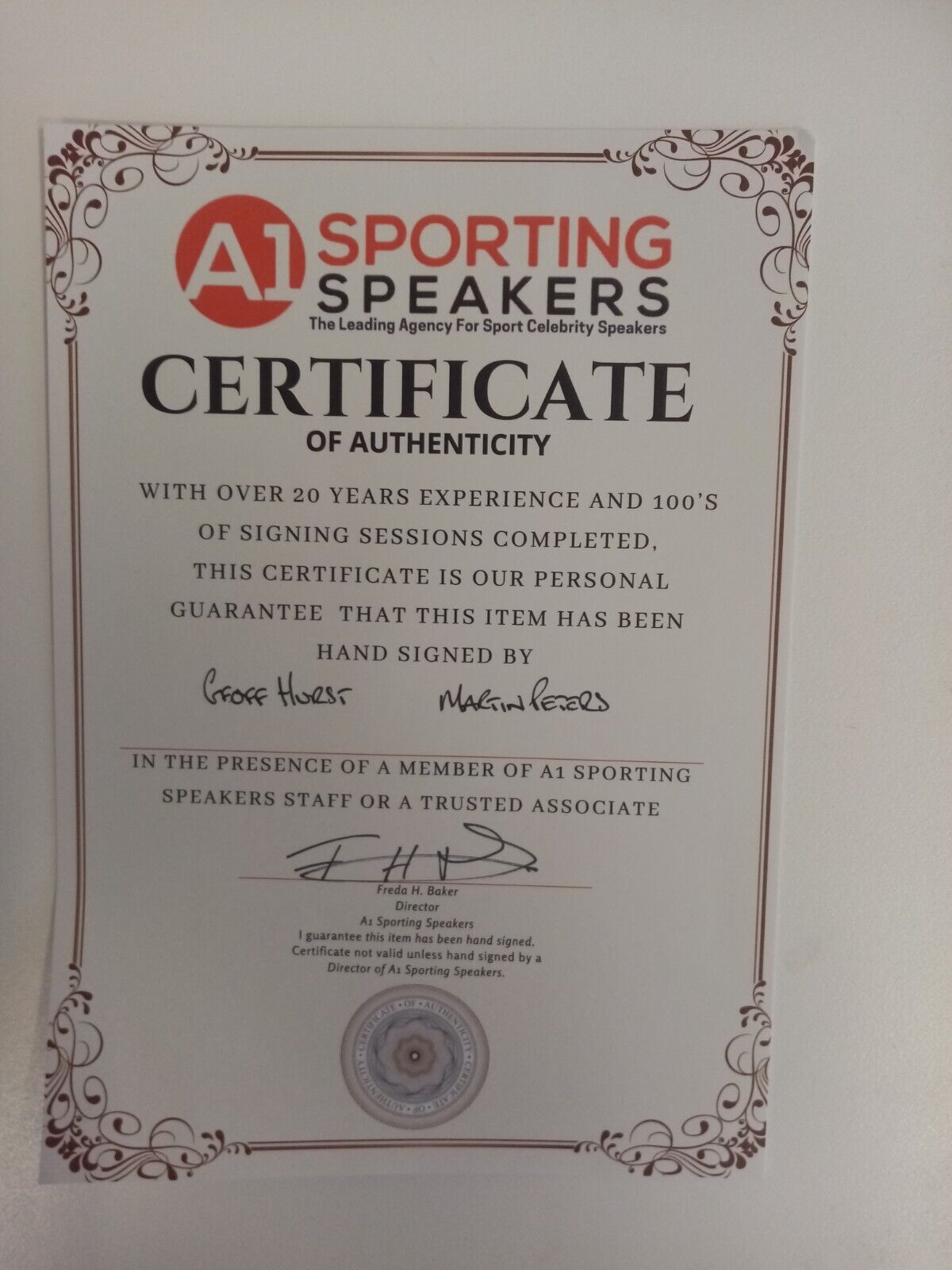 England Replika Trikot WM 1966 Geoff Hurst + Martin Peters signiert Wembley L