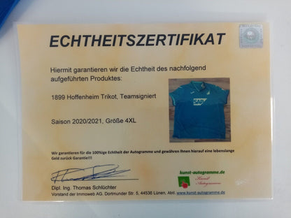 1899 Hoffenheim Trikot 20/21 Teamsigniert Autogramm Fußball Bundesliga Joma 4XL