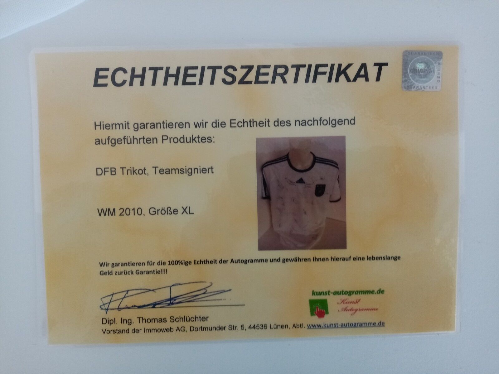 Germany jersey World Cup 2010 team signed autograph football DFB adidas new coa XL