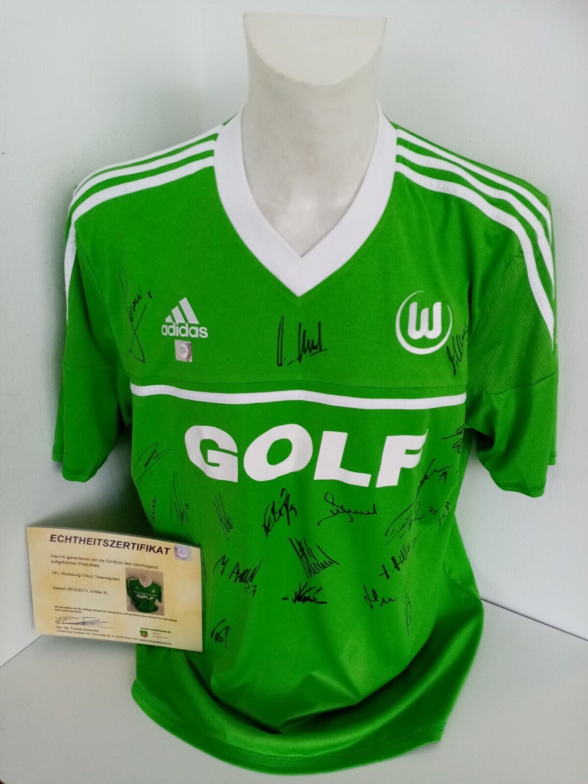 VfL Wolfsburg jersey 2012/2013 team signed wolves autograph football adidas XL