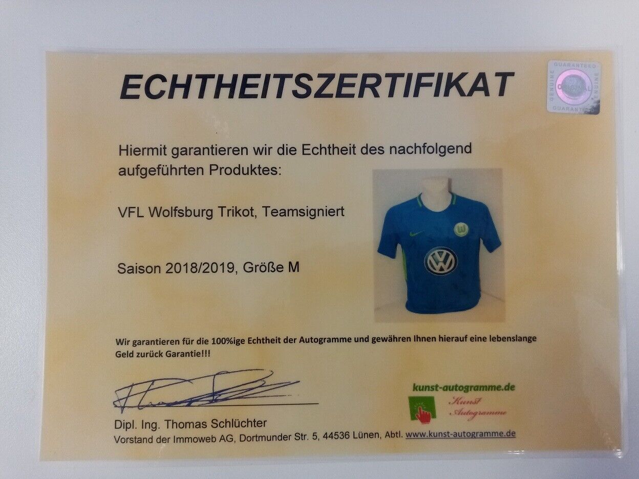 VFL Wolfsburg Trikot 2018/2019 Teamsigniert Wölfe Autogramm Adidas Bundesliga M