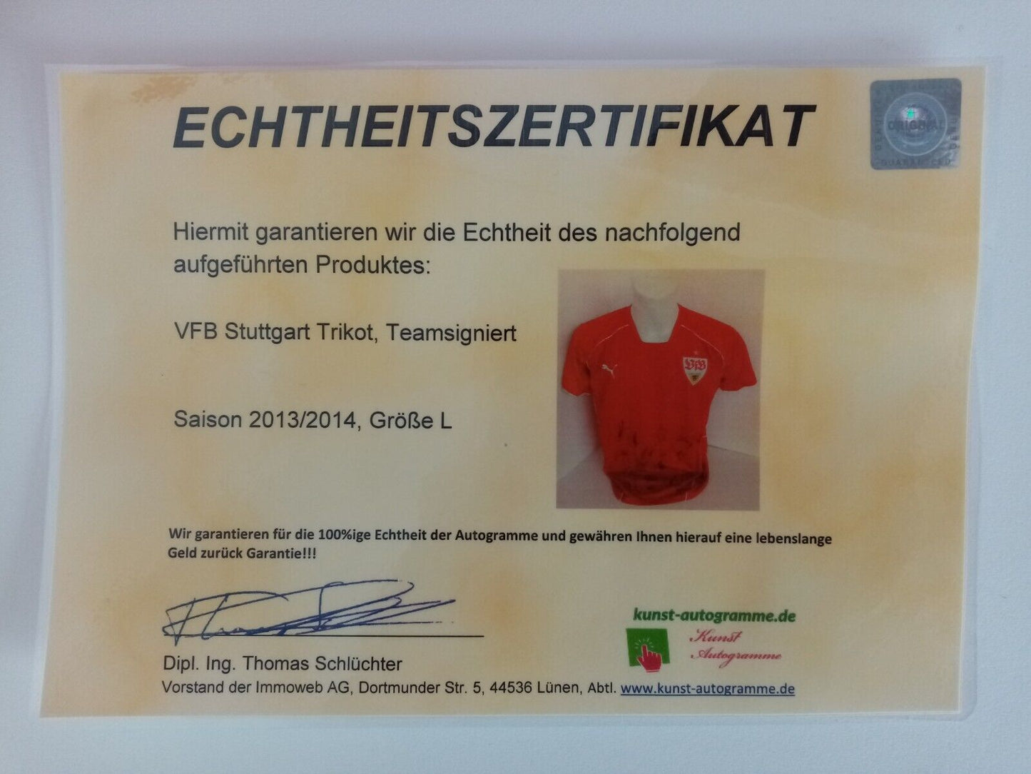 VFB Stuttgart Trikot 13/14 Teamsigniert Autogramm Fußball Sondertrikot Puma L