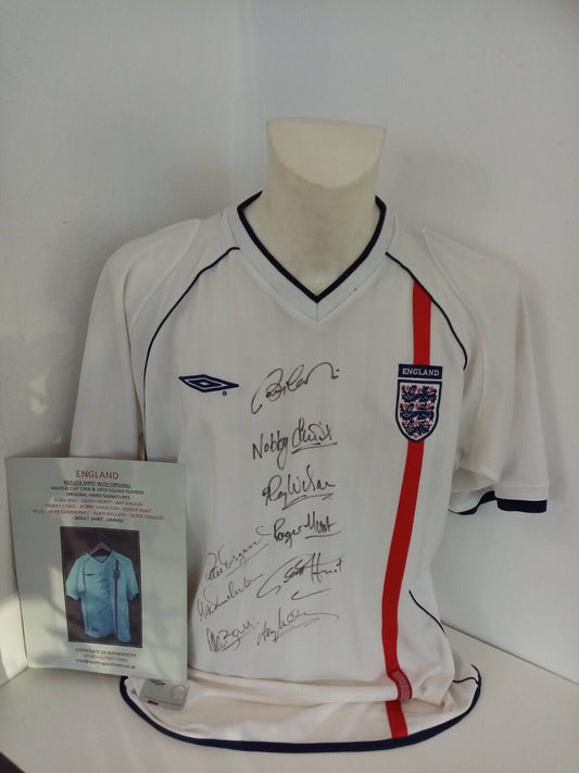 England Trikot WM 1966 und 1970 signiert Autogramm Fußball COA Wembley Umbro XL