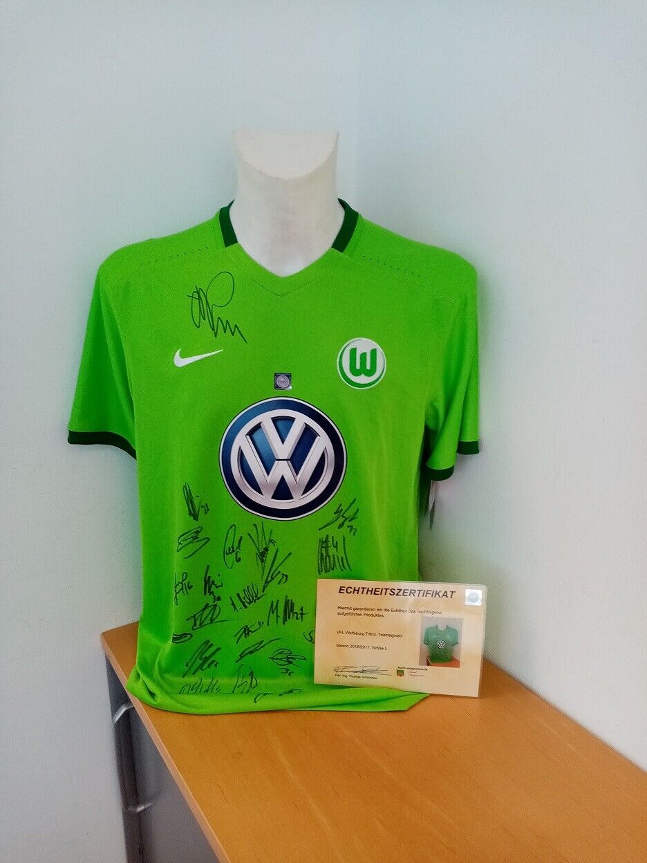 VFL Wolfsburg Trikot 2016/2017 Teamsigniert Wölfe Autogramm Fußball Neu Nike L