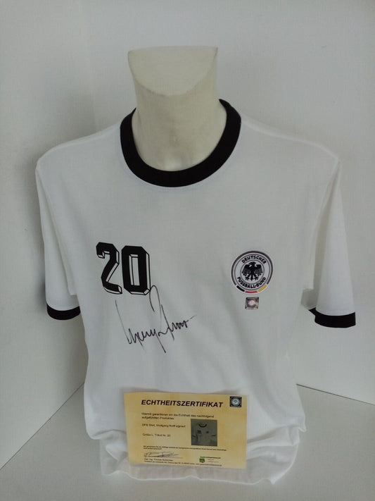 Deutschland Fantrikot Wolfgang Rolff signiert Trikot Autogramm DFB COA Fußball L