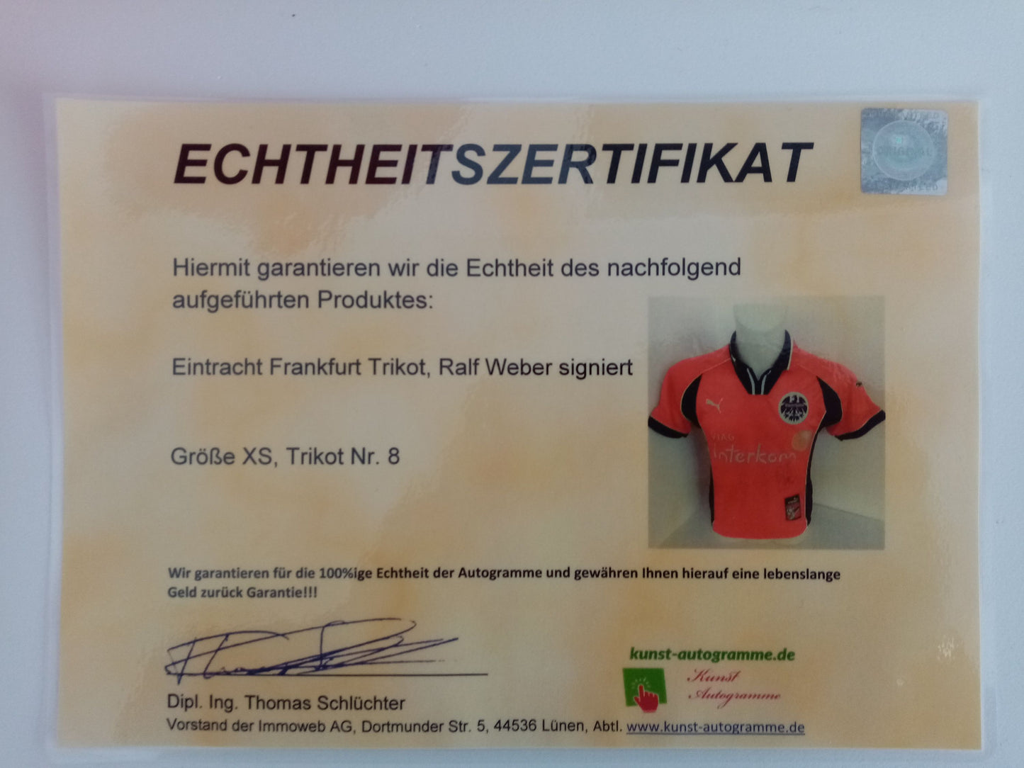Eintracht Frankfurt Trikot Ralf Weber signiert Fußball Autogramm Puma Fußball XS