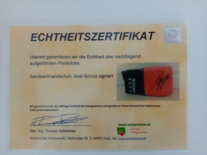Sandbag glove Axel Schulz signed autograph signature boxing new coa