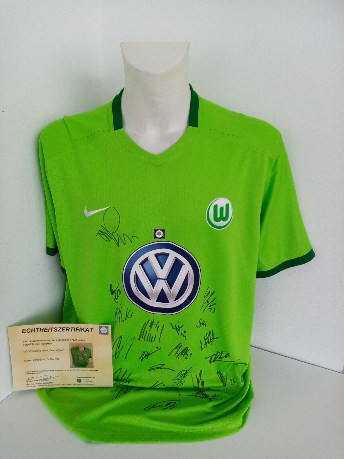 VFL Wolfsburg Trikot 16/17 Teamsigniert Autogramm Fußball Bundesliga Nike XXL